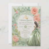 ダスティグリーンクインセアニラ15アノスフラワーズ金ゴールド 招待状 (正面)