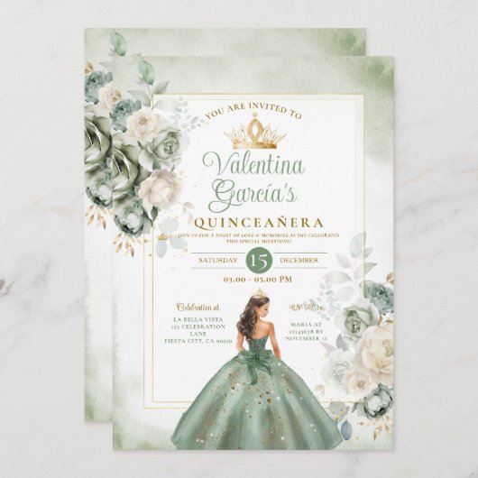 ダスティグリーンクインセアニラ15アノス金ゴールドクラウン 招待状 (正面/裏面)