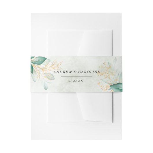 ダスティグリーンゴールドユーカリグリーンウェディング 招待状ベリーバンド (正面例)