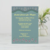 ダスティグリーンシックスペタルフラワーブライダルシャワー招待状 招待状 (スタンド正面)