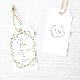 ダスティグリーンフローラリースサマー結婚ズサンキュー ギフトタグ