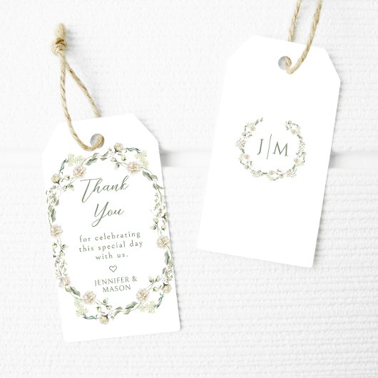 ダスティグリーンフローラリースサマー結婚ズサンキュー ギフトタグ