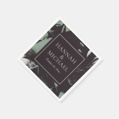 ダスティグリーンブラック抽象芸術結婚フローラ スタンダードカクテルナプキン (角)