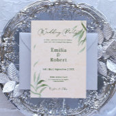 ダスティグリーンリーフベージュクラフト紙招待状 招待状