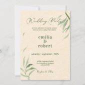 ダスティグリーンリーフベージュクラフト紙招待状 招待状 (正面)