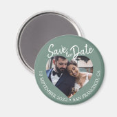 ダスティグリーン写真モダンスクリプトセーブザデート マグネット (正面/裏面)