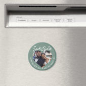 ダスティグリーン写真モダンスクリプトセーブザデート マグネット (インサイチュ (食洗機))