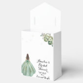 ダスティグリーン金ゴールドグリッタードレスブライダルシャワー フェイバーボックス (オープン)