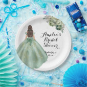 ダスティグリーン金ゴールドグリッタードレスブライダルシャワー ペーパープレート (パーティー)