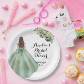 ダスティグリーン金ゴールドグリッタードレスブライダルシャワー ペーパープレート (パーティー)