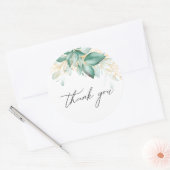 ダスティグリーン金ゴールドユーカリ緑ありがとう ラウンドシール (封筒)