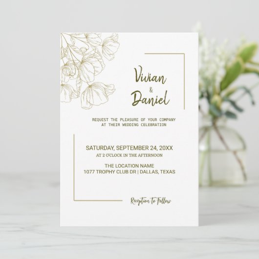 ダスティシンプルエレガンスボタニカル結婚式招待状 招待状 (スタンド正面)