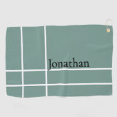 ダスティシンプルセージブラックミニマル名前をカスタムする ゴルフタオル (横)