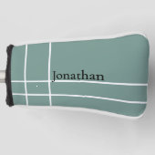 ダスティシンプルセージブラックミニマル名前をカスタムする ゴルフヘッドカバー (正面)