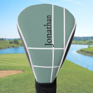 ダスティシンプルセージブラックミニマル名前をカスタムする ゴルフヘッドカバー