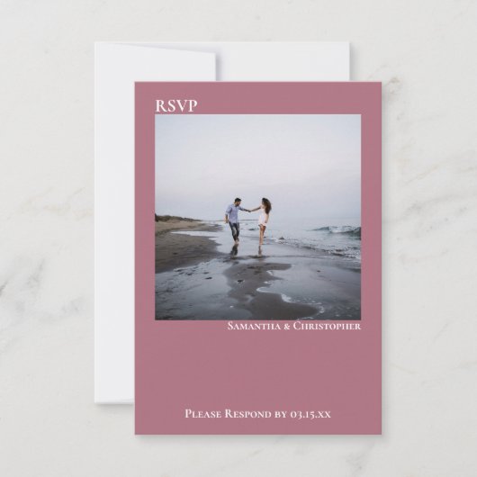 ダスティシンプルバラモダンミニマ結婚リスト 出欠カード (正面)