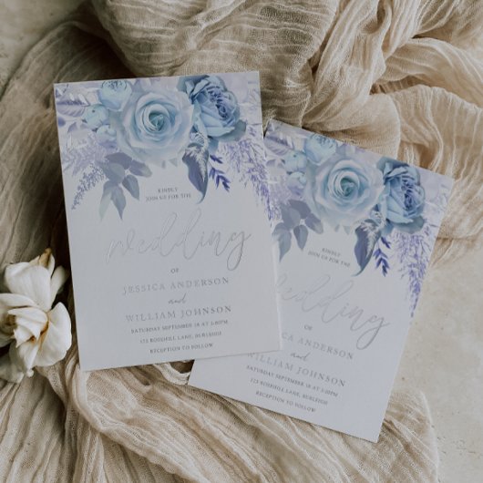 ダスティスカイブルー&シルバーディバイン結婚ズ 箔招待状