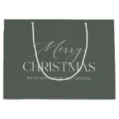 ダスティススプルースグリーンパーソナライズされたクリスマスホリデー ラージペーパーバッグ (正面)