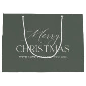 ダスティススプルースグリーンパーソナライズされたクリスマスホリデー ラージペーパーバッグ (裏面)