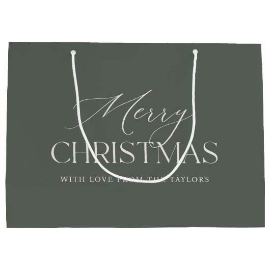 ダスティススプルースグリーンパーソナライズされたクリスマスホリデー ラージペーパーバッグ (裏面)