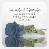 ダスティスチールブルーバラ差出人住所封筒用シール スクエアシール (正面)