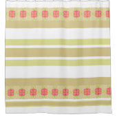 ダスティストライプフローラアクセント付きバラ シャワーカーテン (正面)