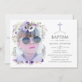 ダスティスバイオレットフローラバプテスマまたは《キリスト教》洗礼式や命名式 招待状 (正面)