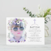 ダスティスバイオレットフローラバプテスマまたは《キリスト教》洗礼式や命名式 招待状 (スタンド正面)