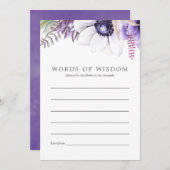 ダスティスバイオレットフローラブライダルシャワーアドバイス アドバイスカード (正面/裏面)