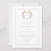 ダスティセージのエレガントなパステルカラーの野の花のクレストの結婚式 招待状 (正面)