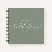 ダスティセージシックモダンスクリプトブライダルシャワーゲスト ノートブック (正面)