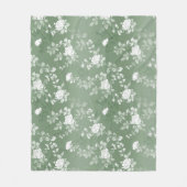 ダスティセージフローラグリーン花緑のパターン フリースブランケット (正面)