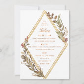 ダスティセージ金ゴールドダイアモンドラスト秋ブライダルシャワー 招待状 (正面)