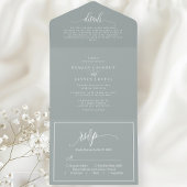 ダスティセージ シンプルモダン筆記体 オールインワン招待状