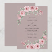 ダスティソフトモーブの芍薬の結婚式 招待状 (正面/裏面)