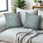 ダスティティール(緑がかった色)グレイファンシーダマスクスタイルパターン クッション