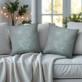 ダスティティール(緑がかった色)グレイファンシーダマスクスタイルパターン クッション