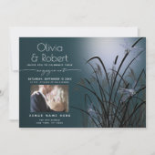 ダスティティール（緑がかった色）グロー婚約ムーンライトトンフライ 招待状 (正面)