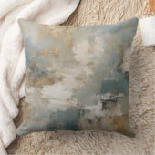 ダスティティール(緑がかった色)ブルー金ゴールド抽象芸術 クッション (ブランケット)