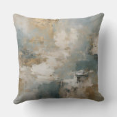 ダスティティール(緑がかった色)ブルー金ゴールド抽象芸術 クッション (裏面)