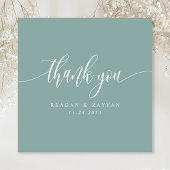 ダスティティール（緑がかった色）ミニマル結婚リストスクリプト サンキューカード