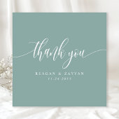 ダスティティール（緑がかった色）ミニマル結婚リストスクリプト サンキューカード