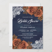 ダスティテラ素朴コッタバラネイビーブライダルシャワー 招待状 (正面)