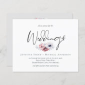 ダスティネイビーブルーコーラルフローラスクリプトウェディング招待 (正面/裏面)