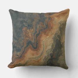 ダスティネイビーブルーバーンオレンジセージ抽象芸術 クッション