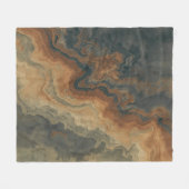 ダスティネイビーブルーバーンオレンジセージ抽象芸術 フリースブランケット (正面(横))