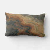 ダスティネイビーブルーバーンオレンジセージ抽象芸術 ランバークッション (裏面)