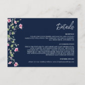ダスティネイビーブルーピンクハイビスカス開花ウェディングシャワー エンクロージャーカード (正面)