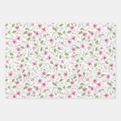 ダスティネイビーブルーピンクハイビスカス開花ウェディングシャワー ラッピングペーパーシート (正面2)