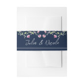 ダスティネイビーブルーピンクハイビスカス開花ウェディングシャワー 招待状ベリーバンド (正面例)